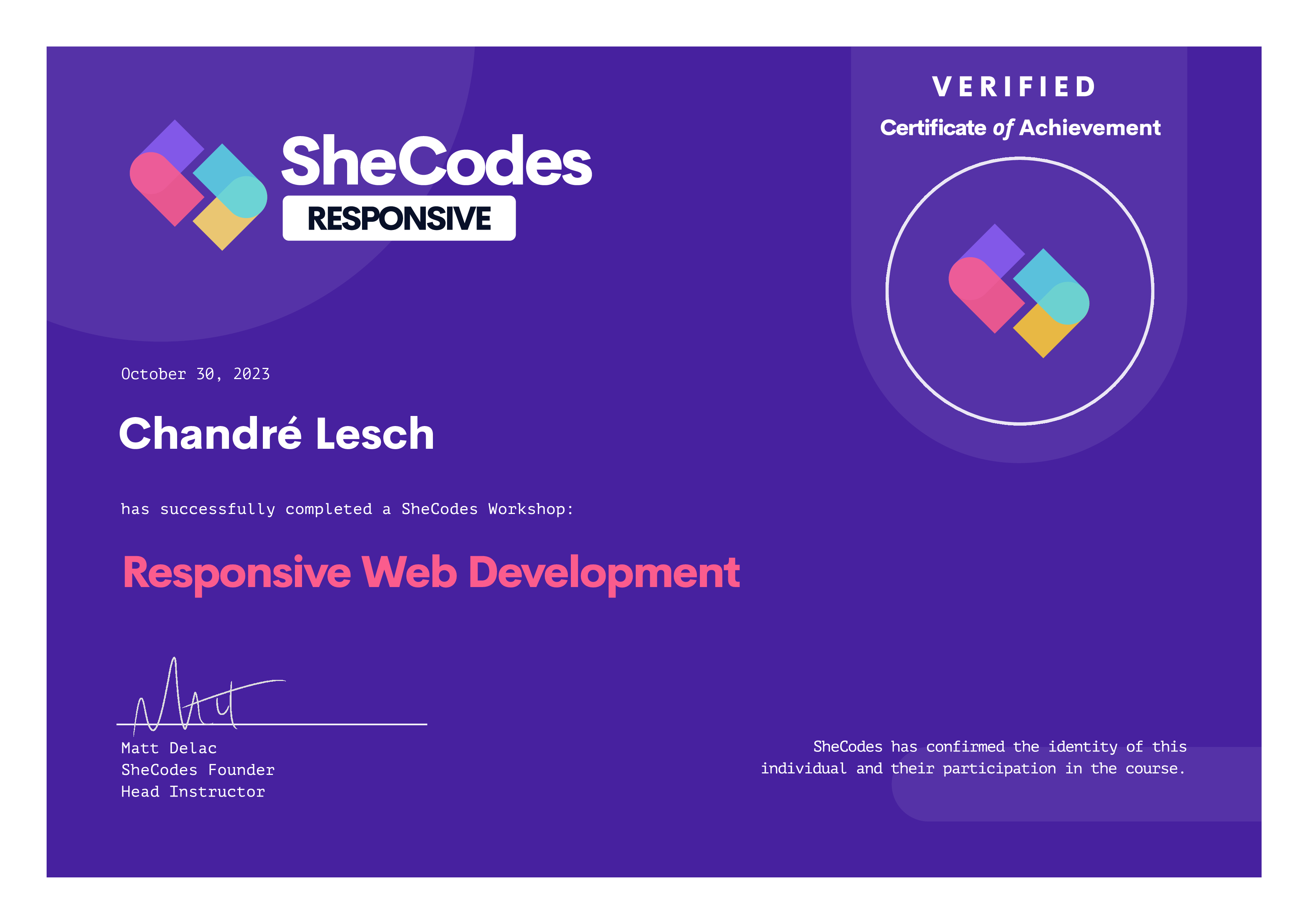 SheCodesResponsive Certificate